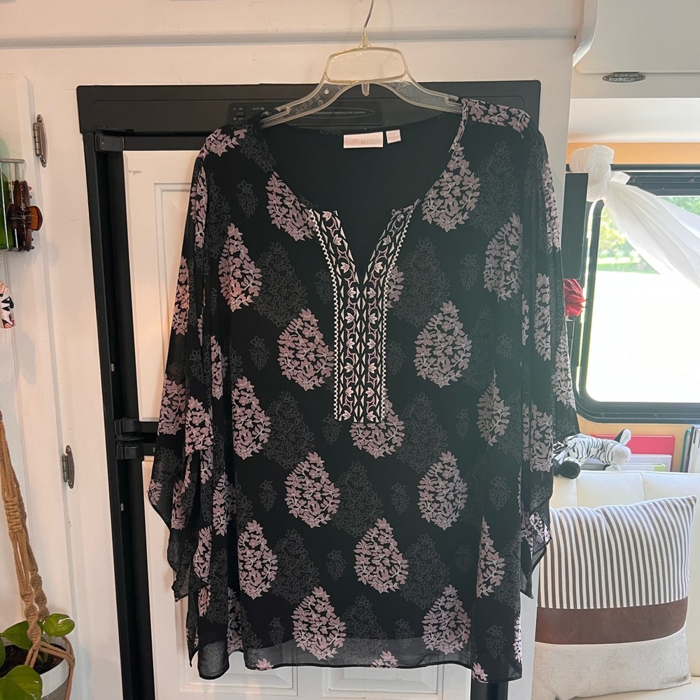 Sheer Angel 3/4 Sleeve Tunic Sz 2x